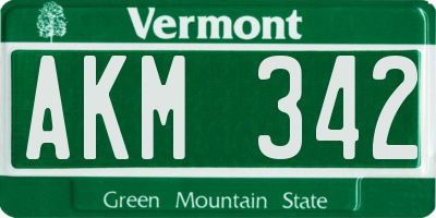 VT license plate AKM342