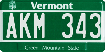 VT license plate AKM343