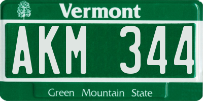 VT license plate AKM344