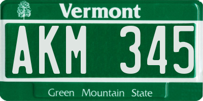 VT license plate AKM345