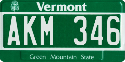VT license plate AKM346