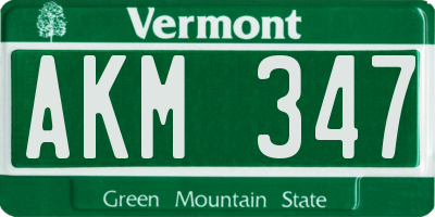 VT license plate AKM347