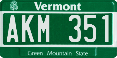 VT license plate AKM351