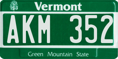 VT license plate AKM352