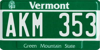 VT license plate AKM353
