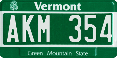 VT license plate AKM354