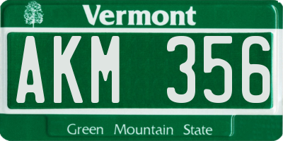 VT license plate AKM356