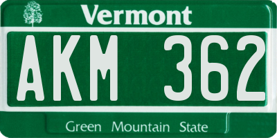 VT license plate AKM362