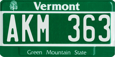 VT license plate AKM363