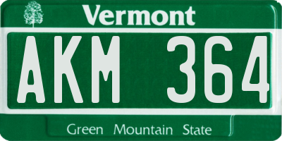 VT license plate AKM364