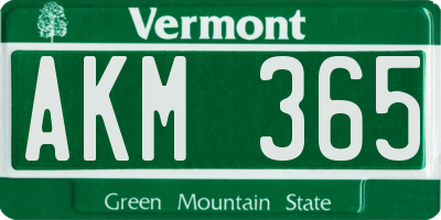 VT license plate AKM365