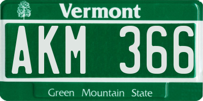 VT license plate AKM366