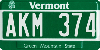 VT license plate AKM374