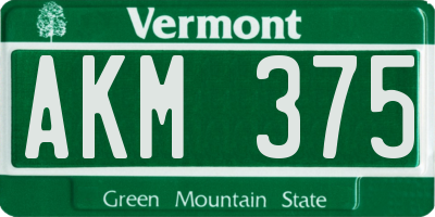 VT license plate AKM375