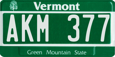 VT license plate AKM377