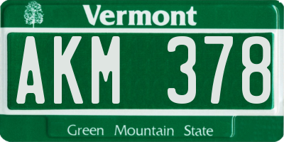 VT license plate AKM378