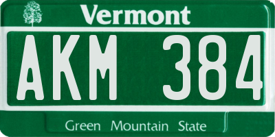 VT license plate AKM384