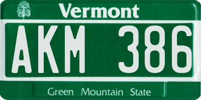 VT license plate AKM386