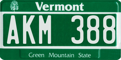 VT license plate AKM388