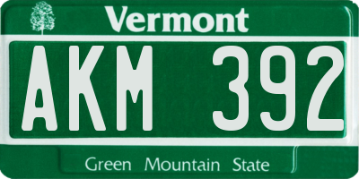 VT license plate AKM392