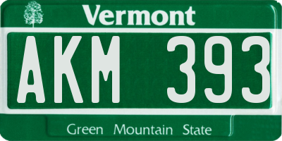 VT license plate AKM393