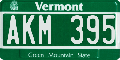 VT license plate AKM395