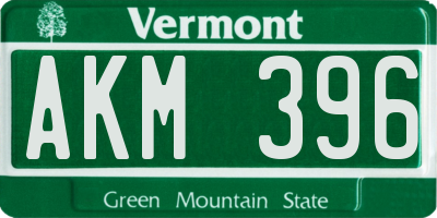 VT license plate AKM396