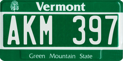 VT license plate AKM397