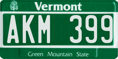 VT license plate AKM399
