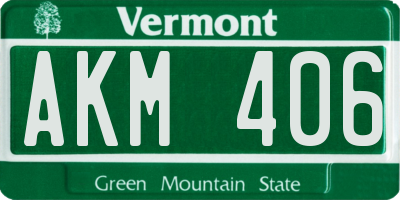 VT license plate AKM406