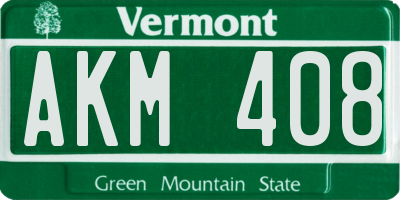 VT license plate AKM408