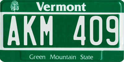 VT license plate AKM409
