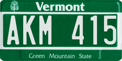 VT license plate AKM415