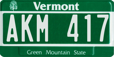 VT license plate AKM417
