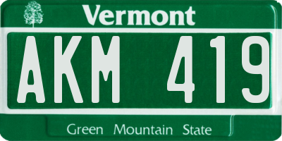 VT license plate AKM419