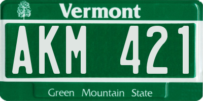 VT license plate AKM421