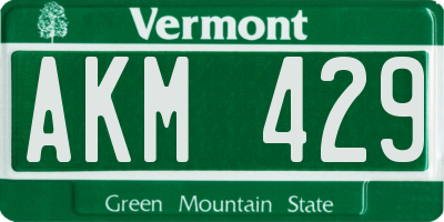 VT license plate AKM429