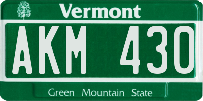 VT license plate AKM430