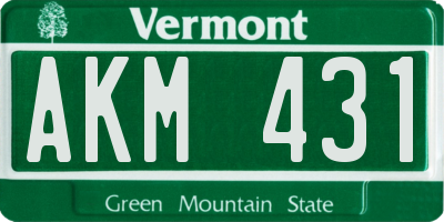 VT license plate AKM431