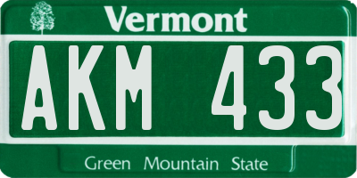 VT license plate AKM433