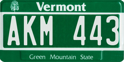 VT license plate AKM443