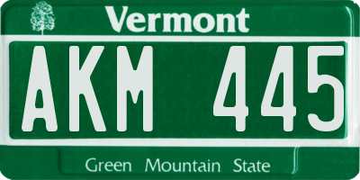 VT license plate AKM445