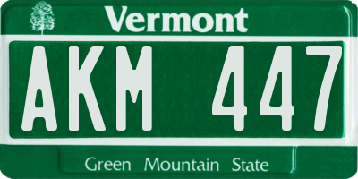 VT license plate AKM447