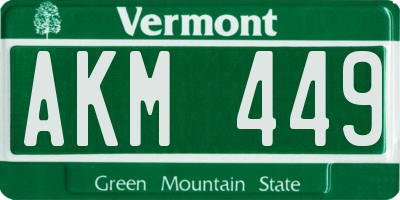 VT license plate AKM449