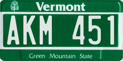 VT license plate AKM451