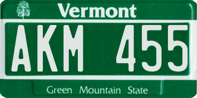 VT license plate AKM455