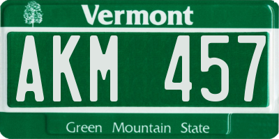 VT license plate AKM457