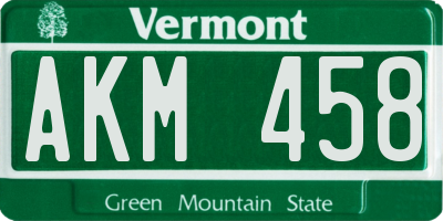 VT license plate AKM458