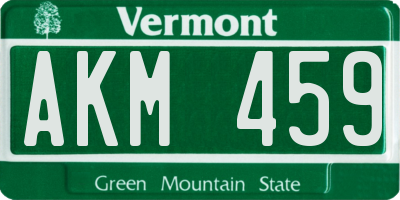 VT license plate AKM459