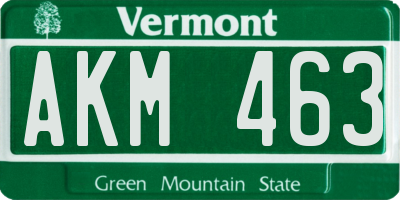 VT license plate AKM463